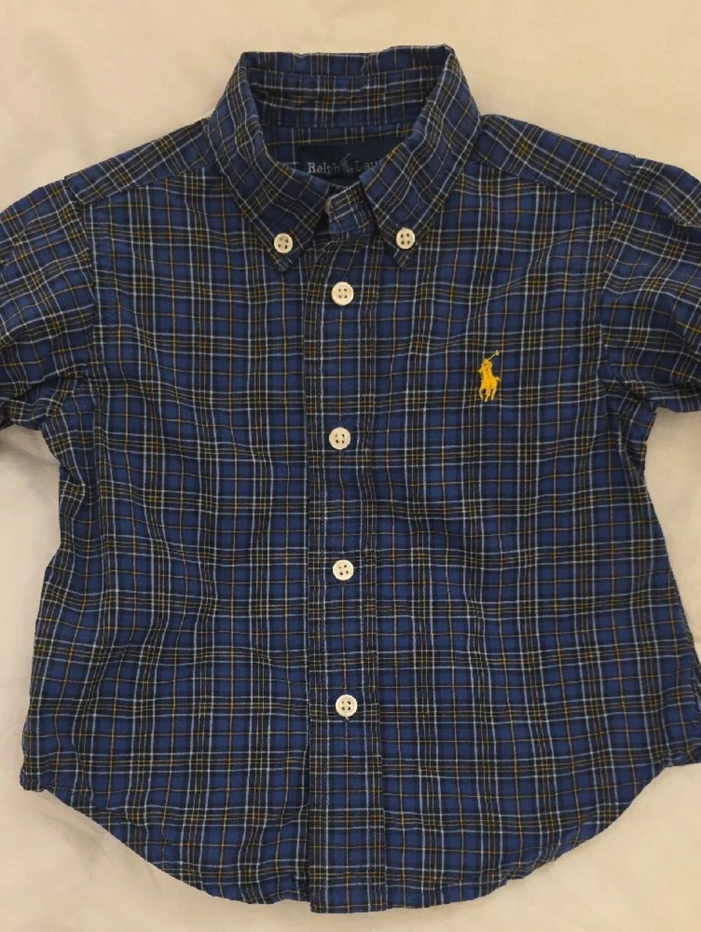 Ralph Lauren Toddler Boys Blue Plaid Button-Down Shirt